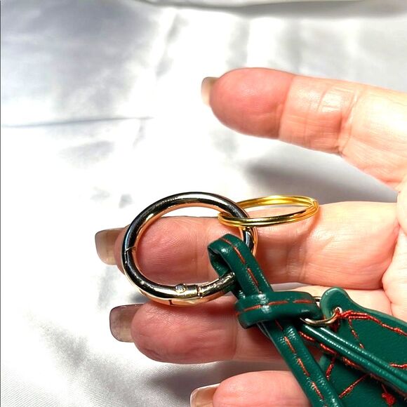 Black and Green Cherry Pom Pom Keychain - Picture 2 of 5